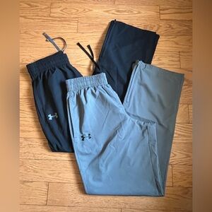 Men’s 2 Pair Under Armour Slush Loose Fit Pants w Pocket Drawstring Ankle Zipper